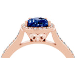 Rose gold Pear Cut Halo Round Diamond Pavé Band with Four-Prong Setting_4