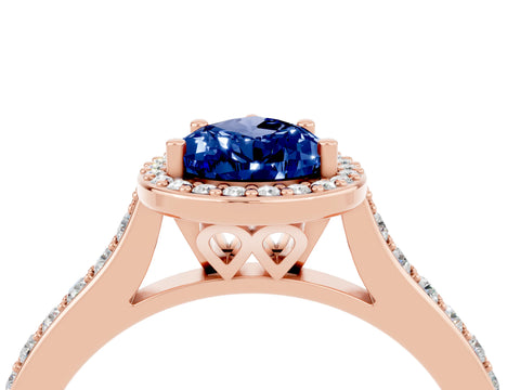 Rose gold Pear Cut Halo Round Diamond Pavé Band with Four-Prong Setting_4