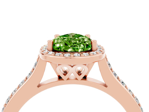Rose gold Pear Cut Halo Round Diamond Pavé Band with Four-Prong Setting_4