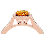 Rose gold Pear Cut Halo Round Diamond Pavé Band with Four-Prong Setting_4