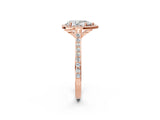 Rose gold Pear Cut Halo Round Diamond Pavé Band with Four-Prong Setting_5