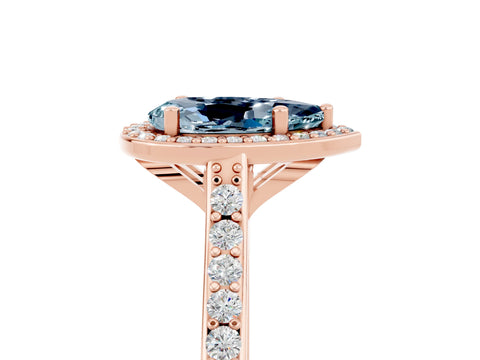 Rose gold Pear Cut Halo Round Diamond Pavé Band with Four-Prong Setting_5