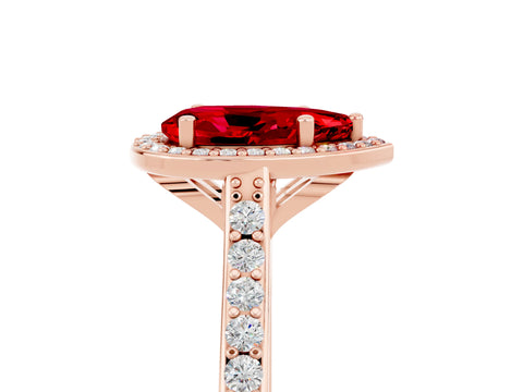 Rose gold Pear Cut Halo Round Diamond Pavé Band with Four-Prong Setting_5