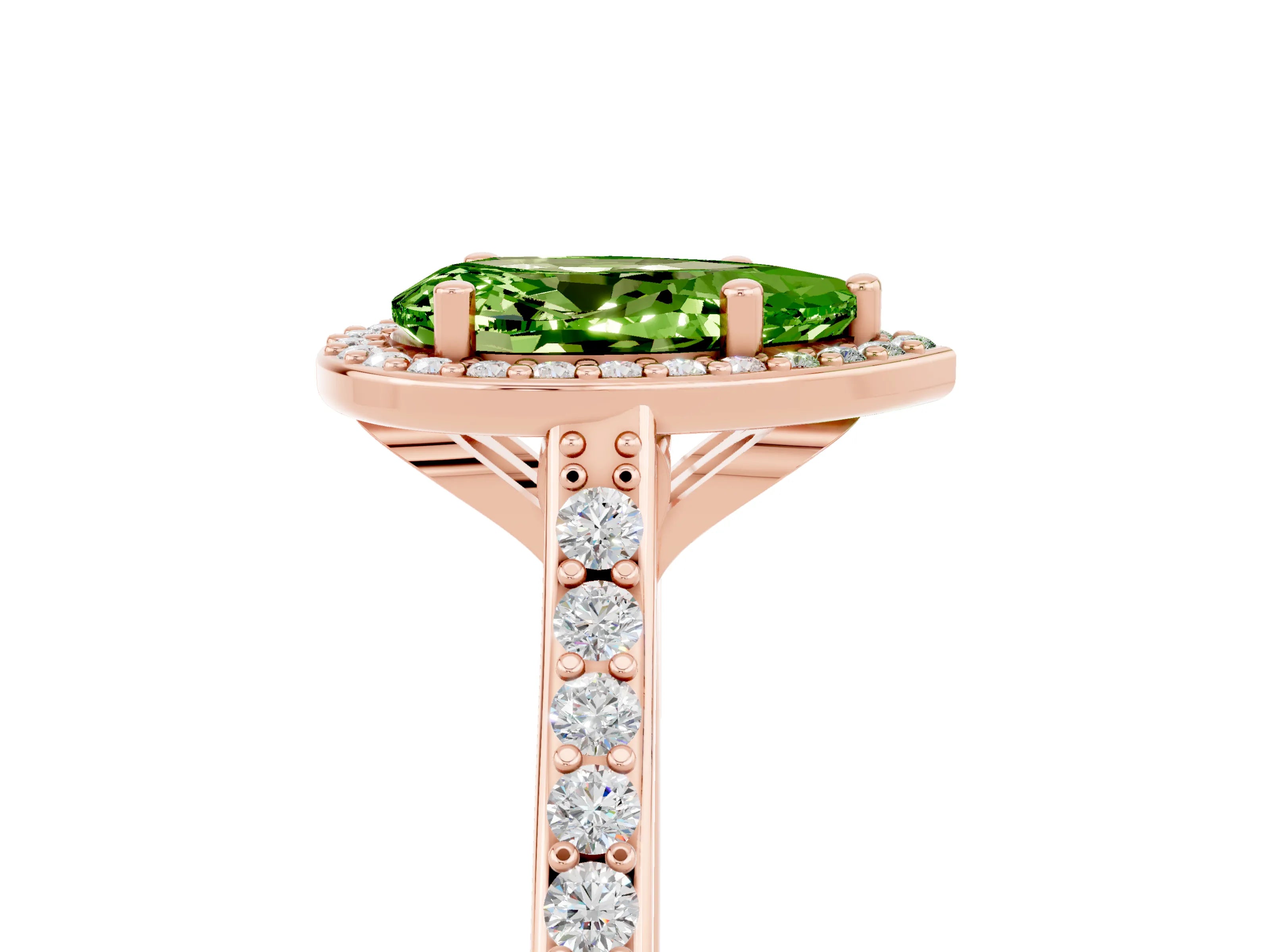 Rose gold Pear Cut Halo Round Diamond Pavé Band with Four-Prong Setting_5