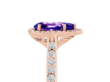 Rose gold Pear Cut Halo Round Diamond Pavé Band with Four-Prong Setting_5
