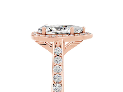 Rose gold Pear Cut Halo Round Diamond Pavé Band with Four-Prong Setting_5