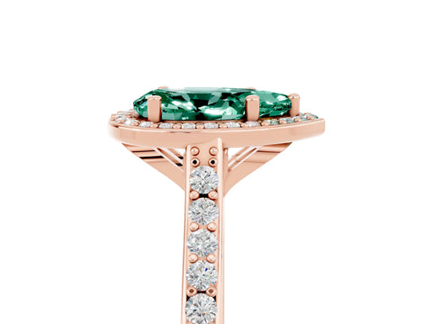 Rose gold Pear Cut Halo Round Diamond Pavé Band with Four-Prong Setting_5