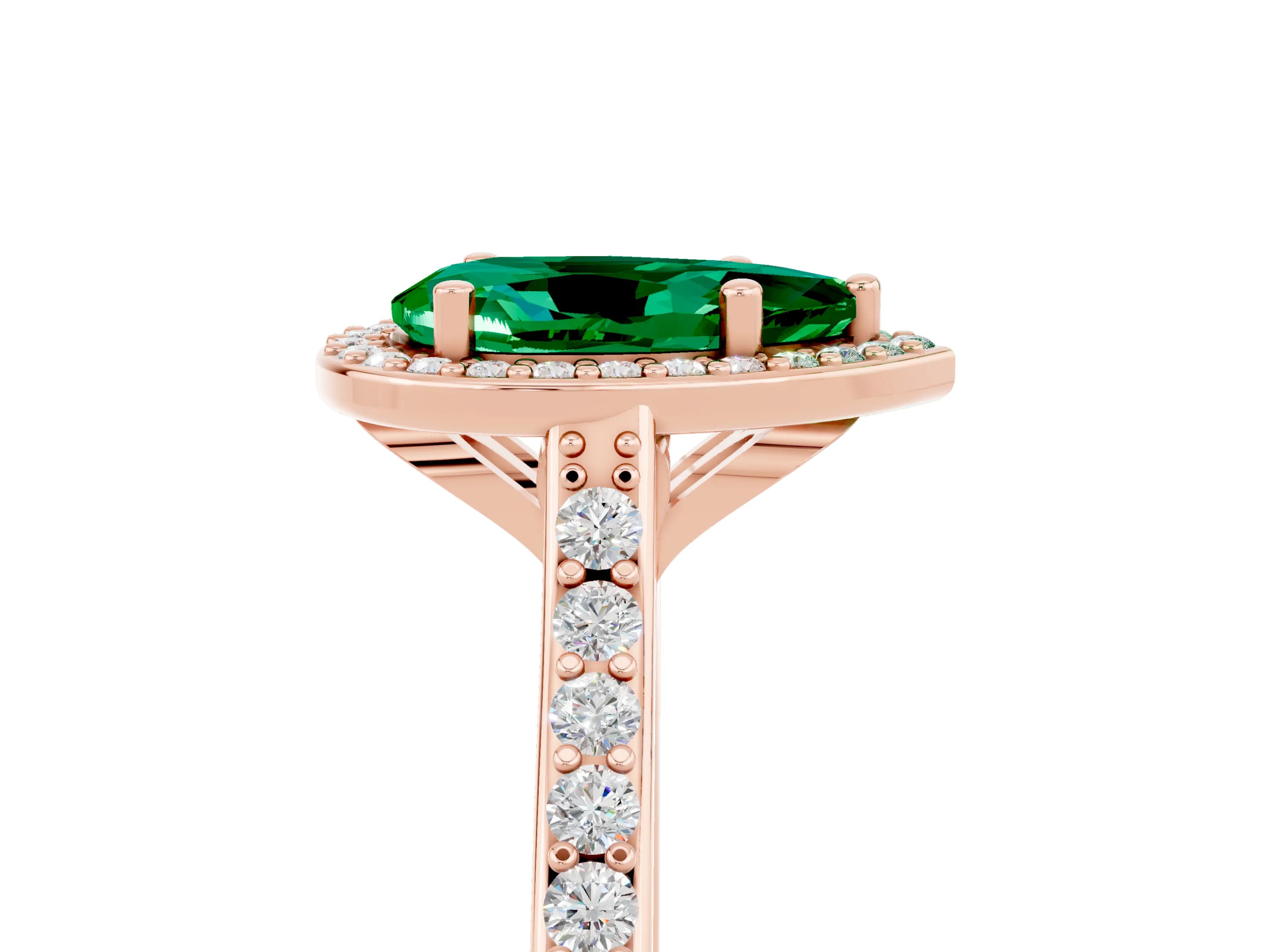 Rose gold Pear Cut Halo Round Diamond Pavé Band with Four-Prong Setting_5