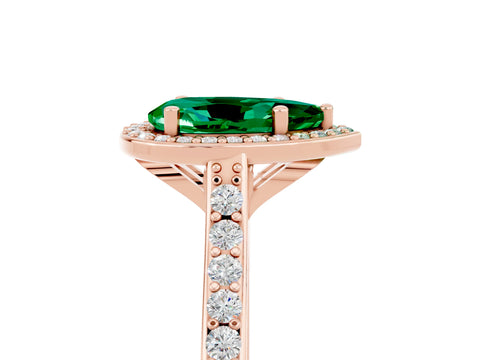 Rose gold Pear Cut Halo Round Diamond Pavé Band with Four-Prong Setting_5