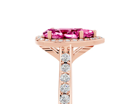 Rose gold Pear Cut Halo Round Diamond Pavé Band with Four-Prong Setting_5