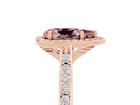 Rose gold Pear Cut Halo Round Diamond Pavé Band with Four-Prong Setting_5