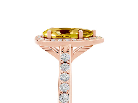Rose gold Pear Cut Halo Round Diamond Pavé Band with Four-Prong Setting_5