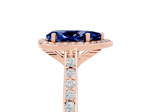 Rose gold Pear Cut Halo Round Diamond Pavé Band with Four-Prong Setting_5