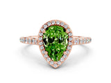 Rose gold Pear Cut Halo Round Diamond Pavé Band with Four-Prong Setting