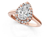 Rose gold Pear Cut Halo Round Diamond Solitaire Engagement Ring with Pave Band and Four-Prong Setting_20