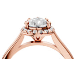 Rose gold Pear Cut Halo Round Diamond Solitaire Engagement Ring with Pave Band and Four-Prong Setting_23