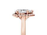 Rose gold Pear Cut Halo Round Diamond Solitaire Engagement Ring with Pave Band and Four-Prong Setting_24