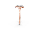 Rose gold Pear Cut Halo Round Diamond Solitaire Ring with Pavé Band and Four-Prong Setting_2