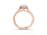 Rose gold Pear Cut Halo Round Diamond Solitaire Ring with Pavé Band and Four-Prong Setting_3