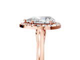Rose gold Pear Cut Halo Round Diamond Solitaire Ring with Pavé Band and Four-Prong Setting_5