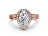 Rose gold Pear Cut Halo Round Diamond Twist Band with Four-Prong Setting_15