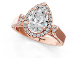Rose gold Pear Cut Halo Round Diamond Twist Band with Four-Prong Setting_16