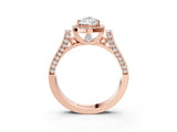Rose gold Pear Cut Halo Round Diamond Twist Band with Four-Prong Setting_18