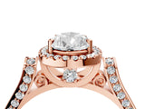 Rose gold Pear Cut Halo Round Diamond Twist Band with Four-Prong Setting_19