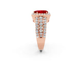 Rose gold Pear Cut Halo Ruby Ring with Split Shank and Four-Prong Setting_2