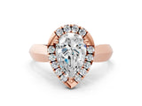 Rose gold Pear Cut Halo Solitaire Engagement Ring with Square Band and Four-Prong Setting_66