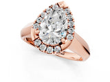 Rose gold Pear Cut Halo Solitaire Engagement Ring with Square Band and Four-Prong Setting_67