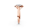 Rose gold Pear Cut Halo Solitaire Engagement Ring with Square Band and Four-Prong Setting_68