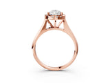 Rose gold Pear Cut Halo Solitaire Engagement Ring with Square Band and Four-Prong Setting_69