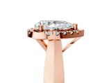 Rose gold Pear Cut Halo Solitaire Engagement Ring with Square Band and Four-Prong Setting_71