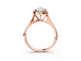 Rose gold Pear Cut Halo Solitaire Engagement Ring with Square Band and Four-Prong Setting_93