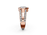 Rose gold Pear Cut Halo Split Shank Diamond Ring with Four-Prong Setting_66