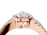 Rose gold Pear Cut Halo Split Shank Diamond Ring with Four-Prong Setting_68