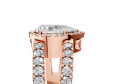 Rose gold Pear Cut Halo Split Shank Diamond Ring with Four-Prong Setting_69