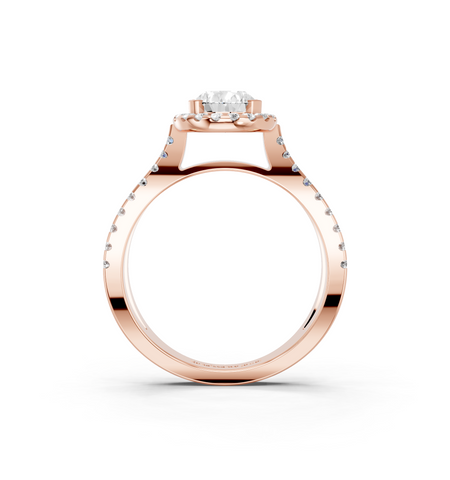 Rose gold Pear Cut Halo Split Shank Pave Set Ring_26