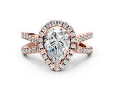 Rose gold Pear Cut Halo Split Shank Pave Set Ring_66