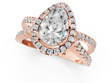 Rose gold Pear Cut Halo Split Shank Pave Set Ring_67