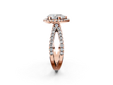 Rose gold Pear Cut Halo Split Shank Pave Set Ring_68