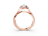 Rose gold Pear Cut Halo Split Shank Pave Set Ring_69