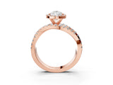 Rose gold Pear Cut Halo Split Shank Prong Setting Ring_15