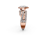 Rose gold Pear Cut Halo Split Shank Prong Setting Ring_76