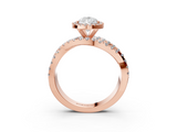 Rose gold Pear Cut Halo Split Shank Prong Setting Ring_77