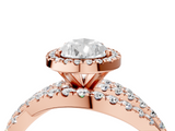 Rose gold Pear Cut Halo Split Shank Prong Setting Ring_78