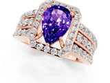 Rose gold Pear Cut Halo Tanzanite Ring with Split Shank and Four-Prong Setting_1