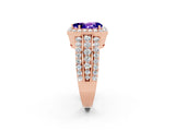 Rose gold Pear Cut Halo Tanzanite Ring with Split Shank and Four-Prong Setting_2