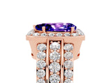 Rose gold Pear Cut Halo Tanzanite Ring with Split Shank and Four-Prong Setting_5